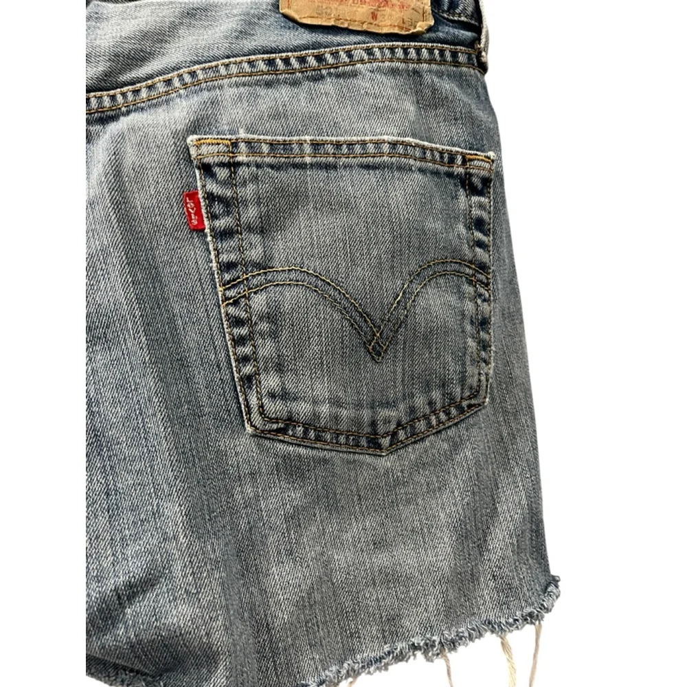 Levi Strauss 501 Cutoff Distressed Denim Jean Shorts Size 33 Button Fly Blue